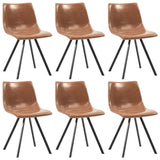 7 Piece Dining Set Cognac Faux Leather