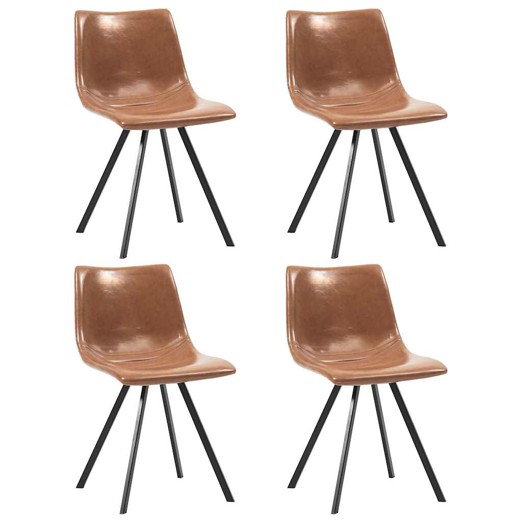 9 Piece Dining Set Cognac Faux Leather