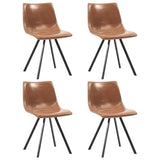 9 Piece Dining Set Cognac Faux Leather