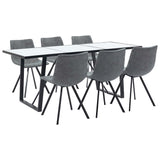 7 Piece Dining Set Grey Faux Leather