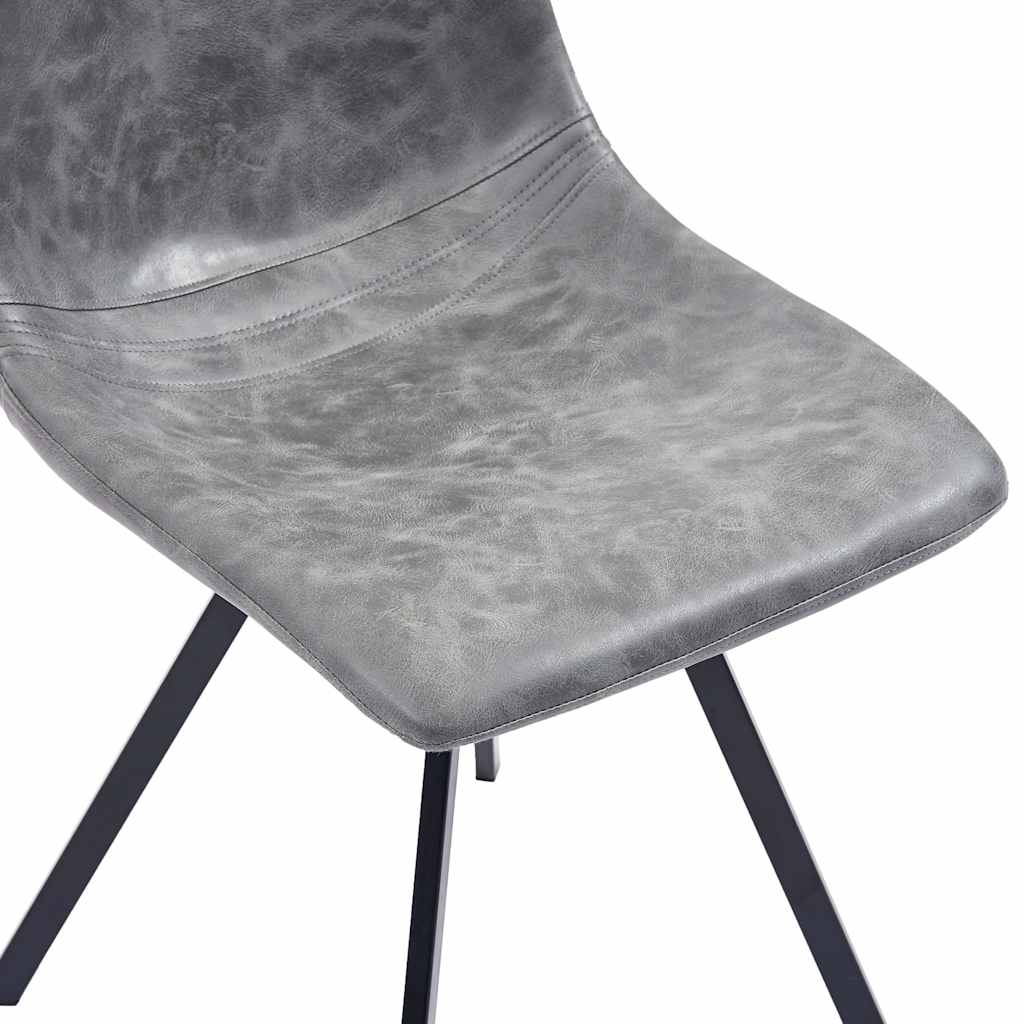 7 Piece Dining Set Grey Faux Leather