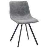 7 Piece Dining Set Grey Faux Leather - Rear View