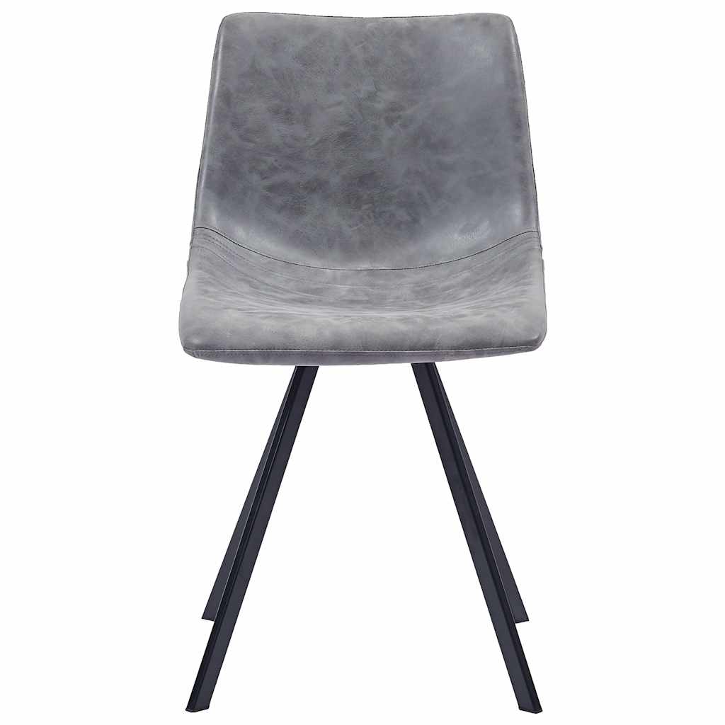 7 Piece Dining Set Grey Faux Leather