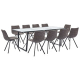 11 Piece Dining Set Brown Faux Leather