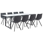 9 Piece Dining Set Black Faux Leather