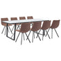 9 Piece Dining Set Medium Brown Faux Leather