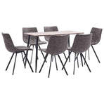 7 Piece Dining Set Brown Faux Leather