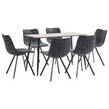 7 Piece Dining Set Black Faux Leather