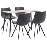 5 Piece Dining Set Black Faux Leather