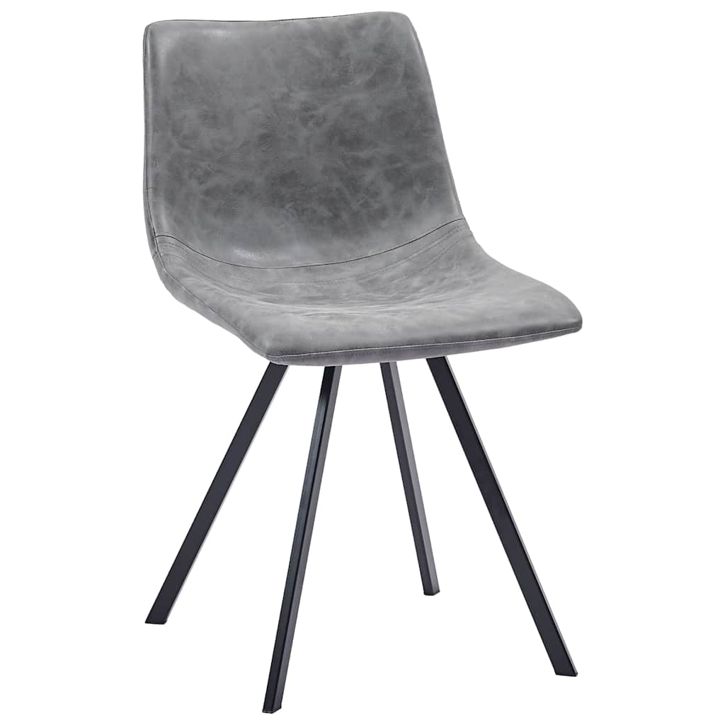 5 Piece Dining Set Grey Faux Leather