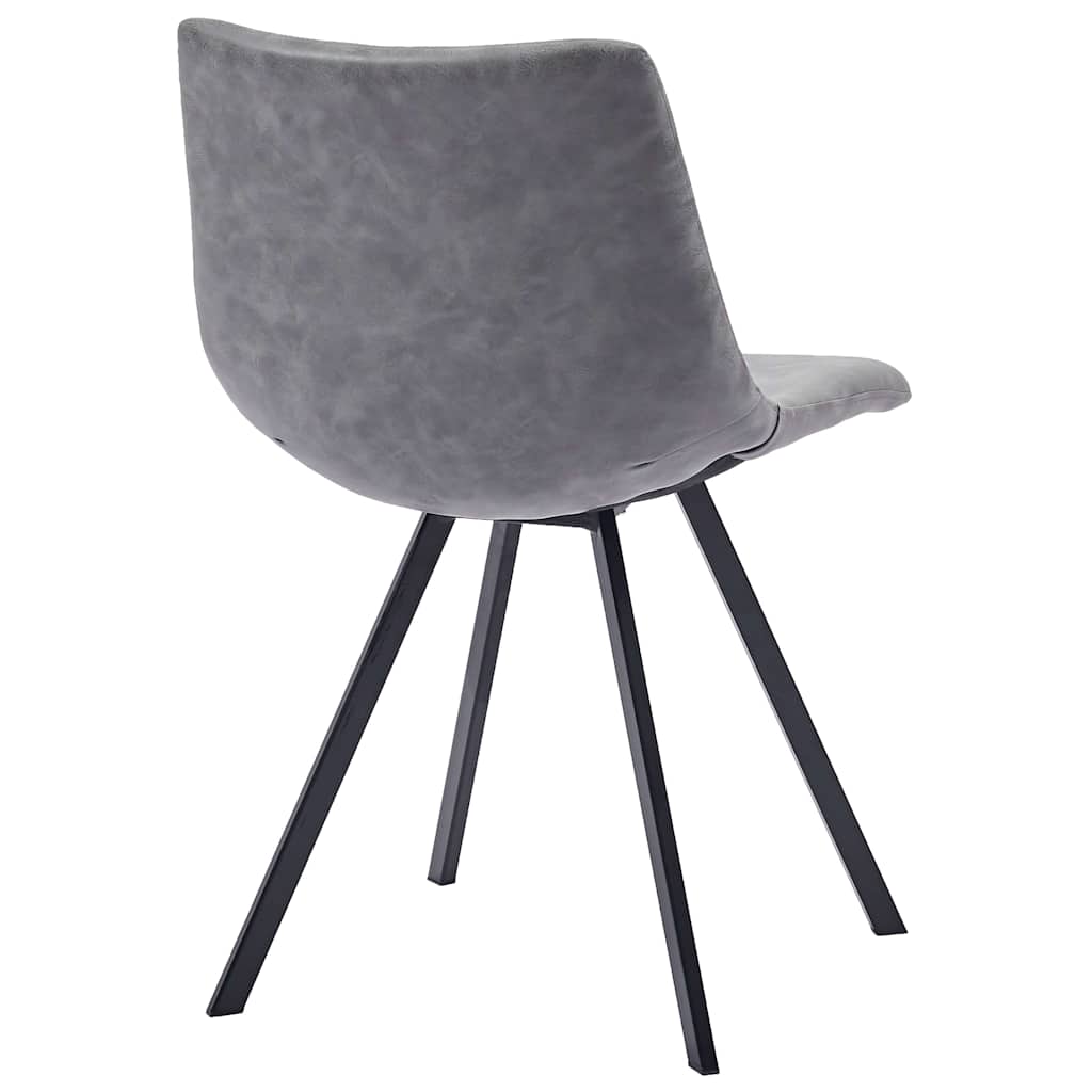 5 Piece Dining Set Grey Faux Leather