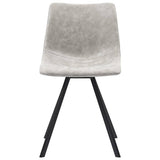 7 Piece Dining Set Light Grey Faux Leather