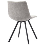 7 Piece Dining Set Light Grey Faux Leather