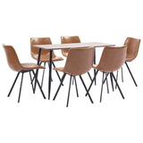 7 Piece Dining Set Cognac Faux Leather
