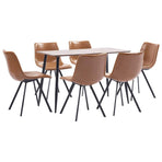 7 Piece Dining Set Cognac Faux Leather