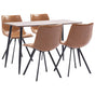 5 Piece Dining Set Cognac Faux Leather