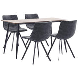 5 Piece Dining Set Black Faux Leather