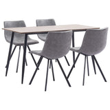 5 Piece Dining Set Grey Faux Leather