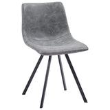 5 Piece Dining Set Grey Faux Leather