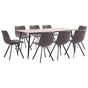 9 Piece Dining Set Brown Faux Leather