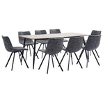 9 Piece Dining Set Black Faux Leather