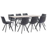 9 Piece Dining Set Black Faux Leather
