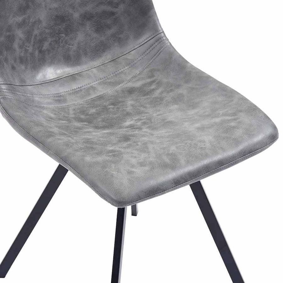 7 Piece Dining Set Grey Faux Leather
