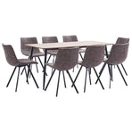9 Piece Dining Set Brown Faux Leather