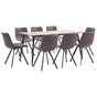 9 Piece Dining Set Brown Faux Leather