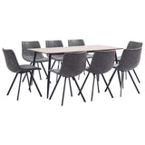 9 Piece Dining Set Grey Faux Leather