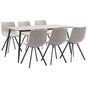 7 Piece Dining Set Light Grey Faux Leather