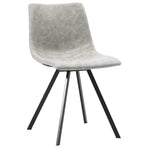 7 Piece Dining Set Light Grey Faux Leather