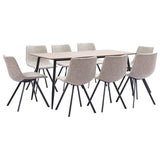 9 Piece Dining Set Light Grey Faux Leather