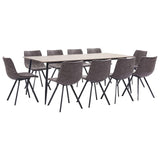 11 Piece Dining Set Brown Faux Leather