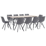 11 Piece Dining Set Grey Faux Leather