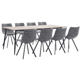 9 Piece Dining Set Grey Faux Leather