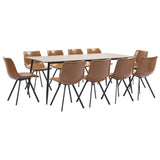 11 Piece Dining Set Cognac Faux Leather