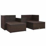 5 Piece Garden Lounge Set with Cushions Poly Rattan Brown - Side View