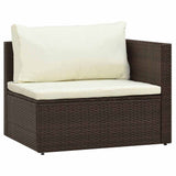 5 Piece Garden Lounge Set with Cushions Poly Rattan Brown - Extra Image