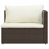 5 Piece Garden Lounge Set with Cushions Poly Rattan Brown