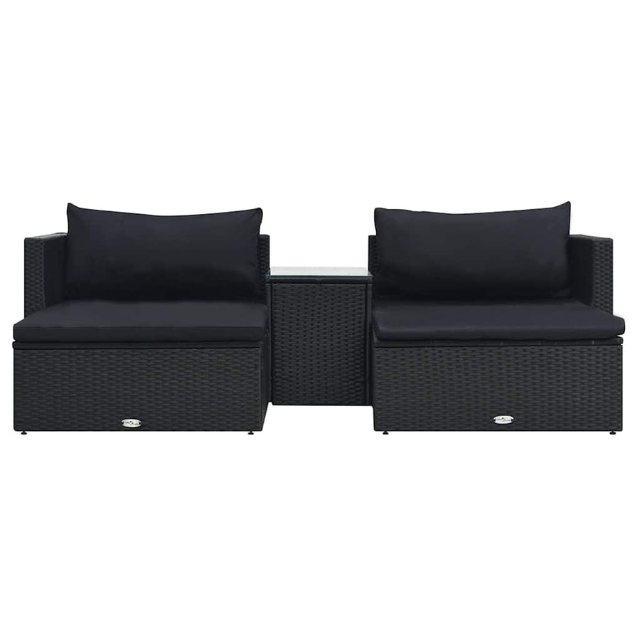 5 Piece Garden Lounge Set with Cushions Poly Rattan Black