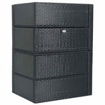 5 Piece Garden Lounge Set with Cushions Poly Rattan Black