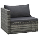 5 Piece Garden Lounge Set with Cushions Poly Rattan Grey - Front View