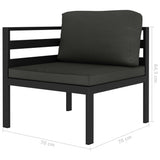5 Piece Garden Lounge Set with Cushions Aluminium Anthracite - Rear View