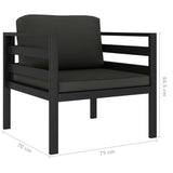 6 Piece Garden Lounge Set with Cushions Aluminium Anthracite - Close-Up Angle