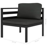 6 Piece Garden Lounge Set with Cushions Aluminium Anthracite - Low Angle