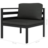 3 Piece Garden Lounge Set with Cushions Aluminium Anthracite - Top-Down View