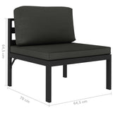 3 Piece Garden Lounge Set with Cushions Aluminium Anthracite - 45-Degree Angle