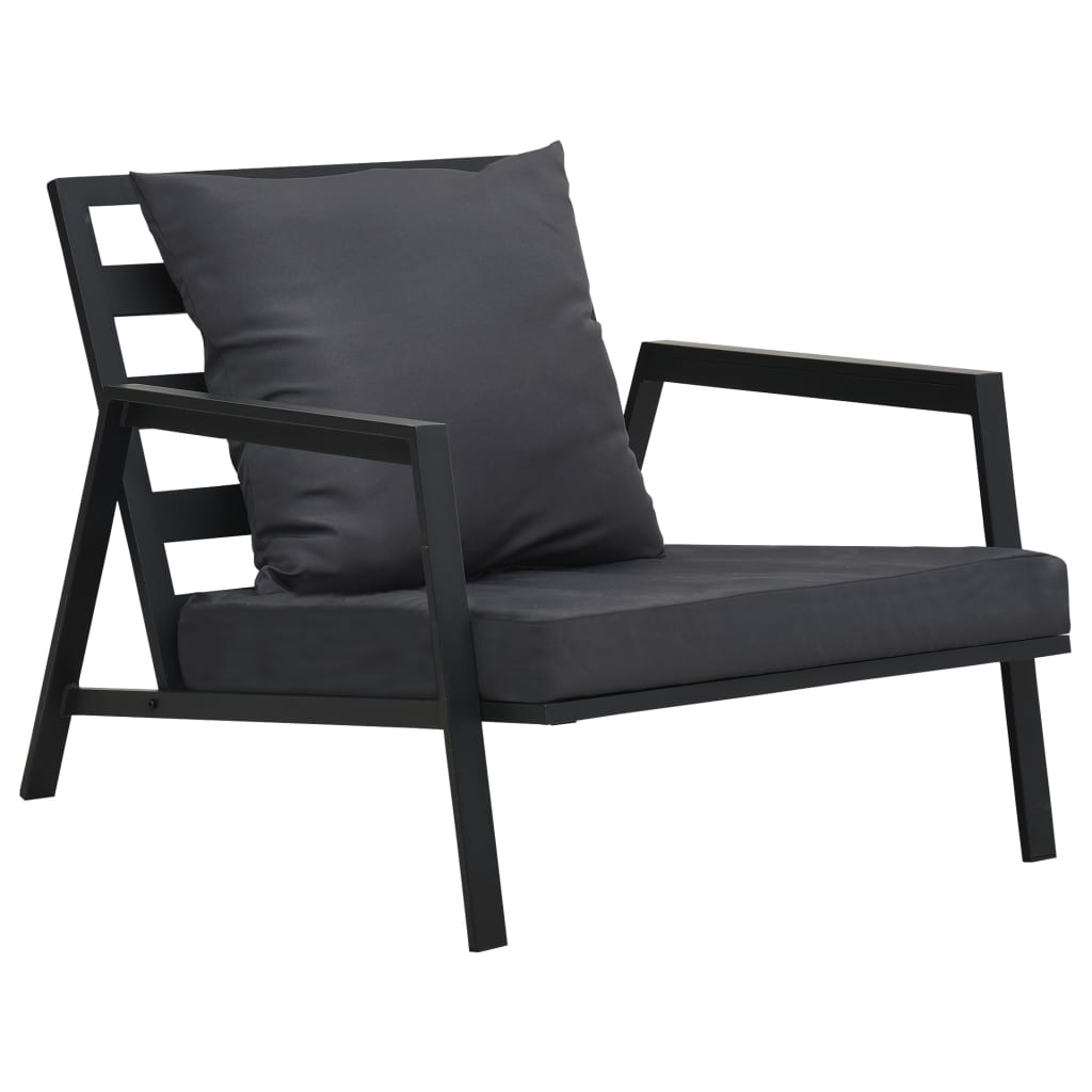 Garden Sofa with Cushions Dark Grey Aluminium