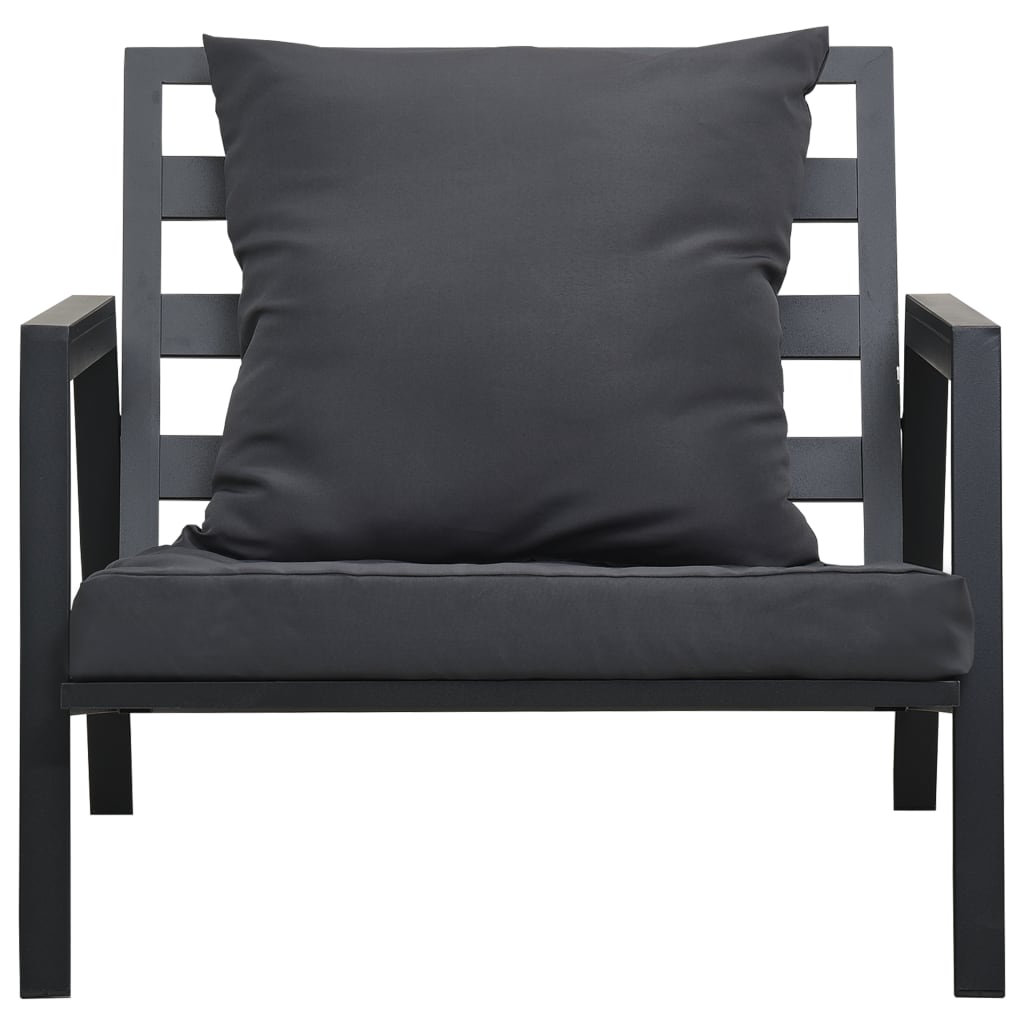Garden Sofa with Cushions Dark Grey Aluminium